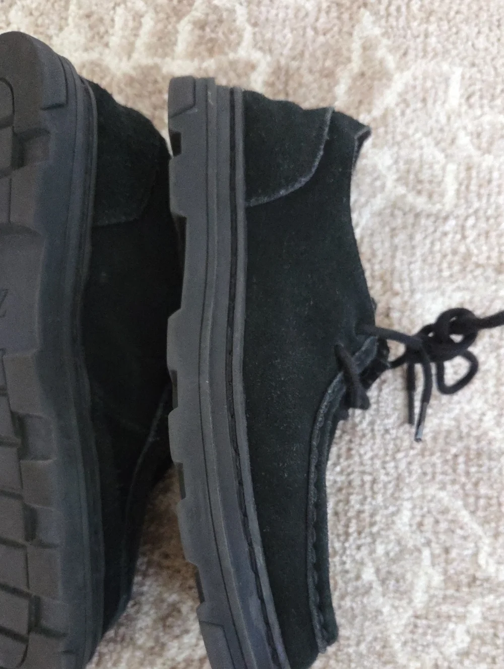 Zara Kids Black Suede Lace-Up Boots